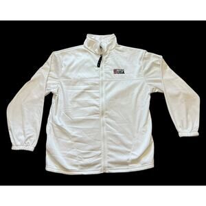 Team USA Olympic Committee Jacket Large Mens Full Zip Track Made in USA White